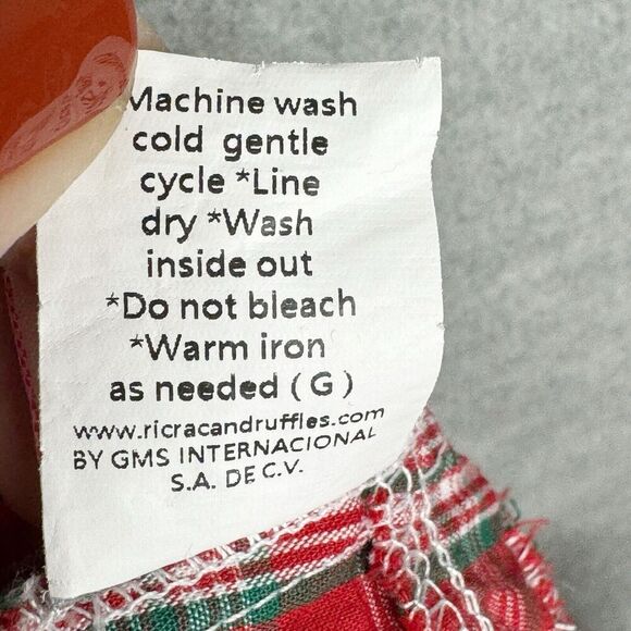 Ricrac & Ruffles Bubble Romper Monogrammed “K” Christmas 6/9‎ M Girls Red Green - Picture 6 of 6